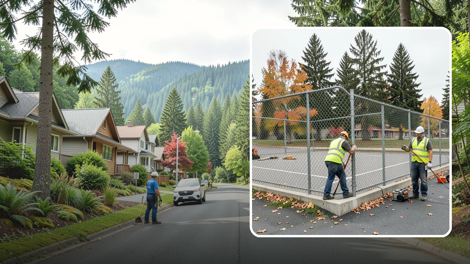 Court Fence Repair in Darrington, Snohomish County, WA - Chain-link and windscreen repair that restores enclosure and safety on public sport court perimeters.