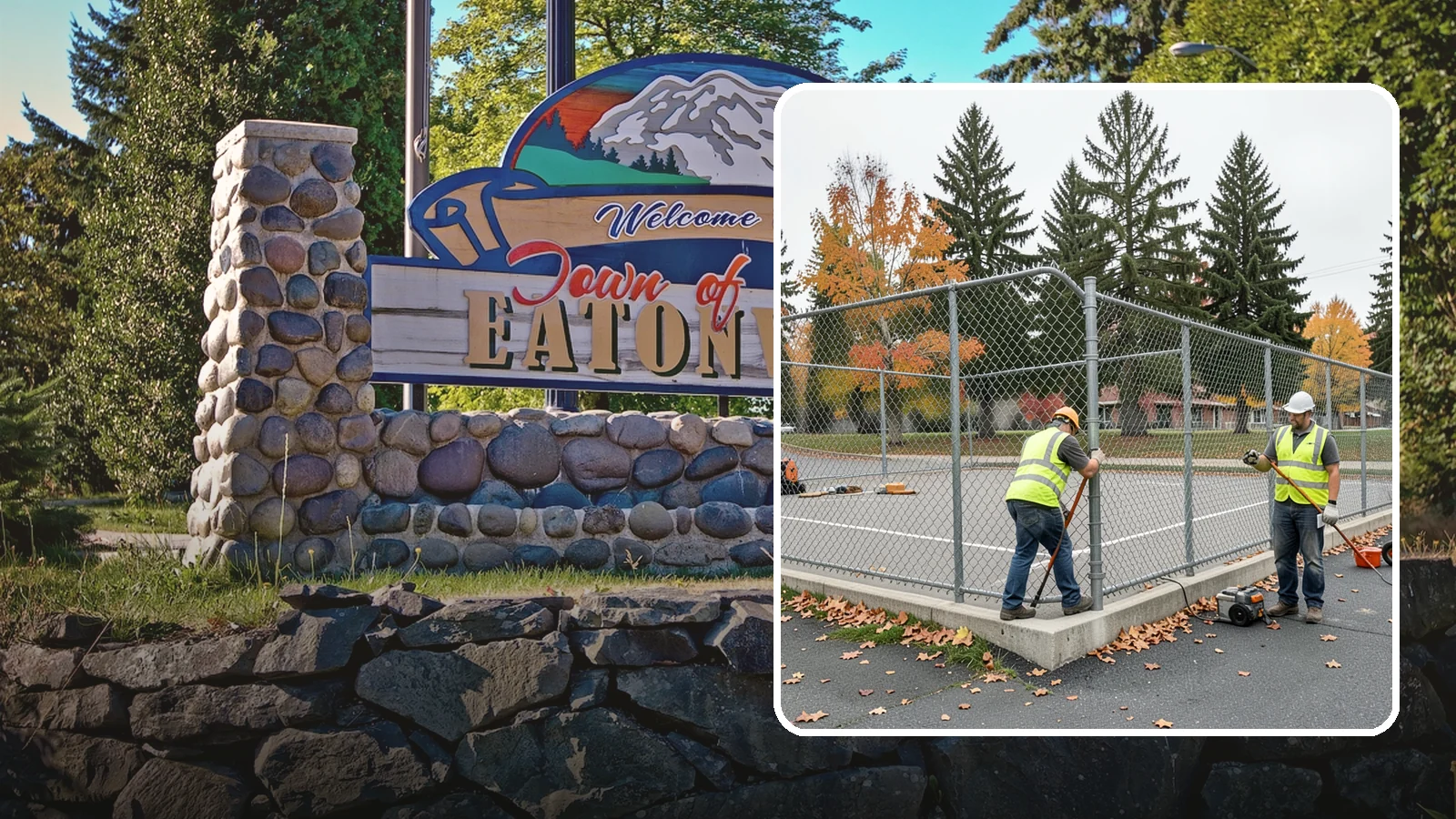 Court Fence Repair in Eatonville, Pierce County, WA - Chain-link and windscreen repair that restores enclosure and safety on public sport court perimeters.