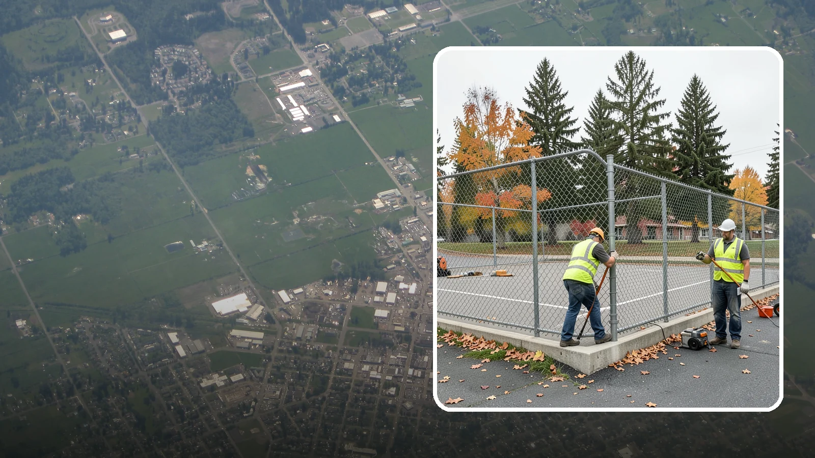 Court Fence Repair in Enumclaw, King County, WA - Chain-link and windscreen repair that restores enclosure and safety on public sport court perimeters.