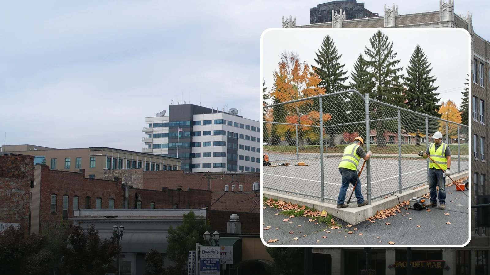Court Fence Repair in Everett, Snohomish County, WA - Chain-link and windscreen repair that restores enclosure and safety on public sport court perimeters.