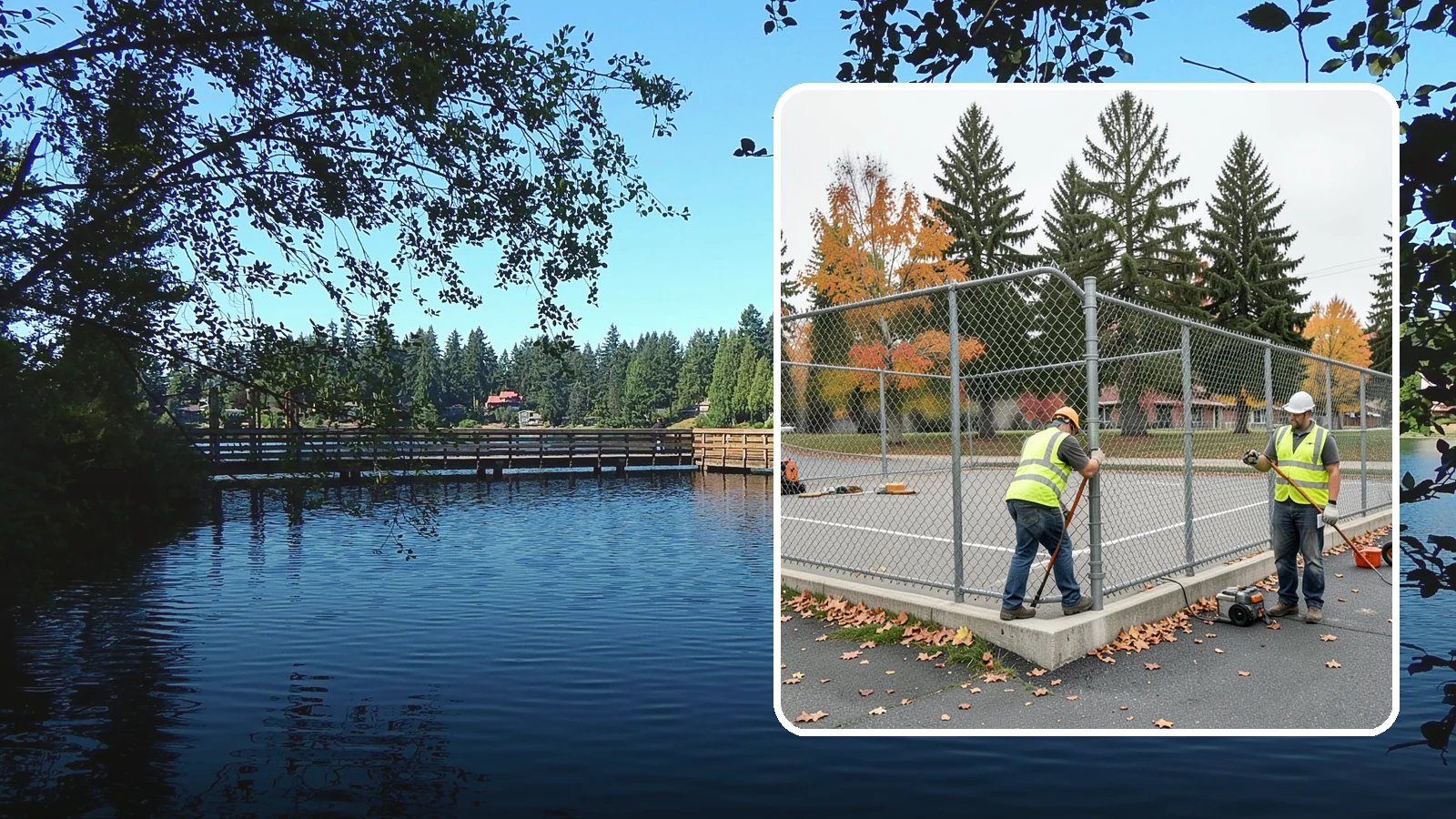 Court Fence Repair in Federal Way, King County, WA - Chain-link and windscreen repair that restores enclosure and safety on public sport court perimeters.