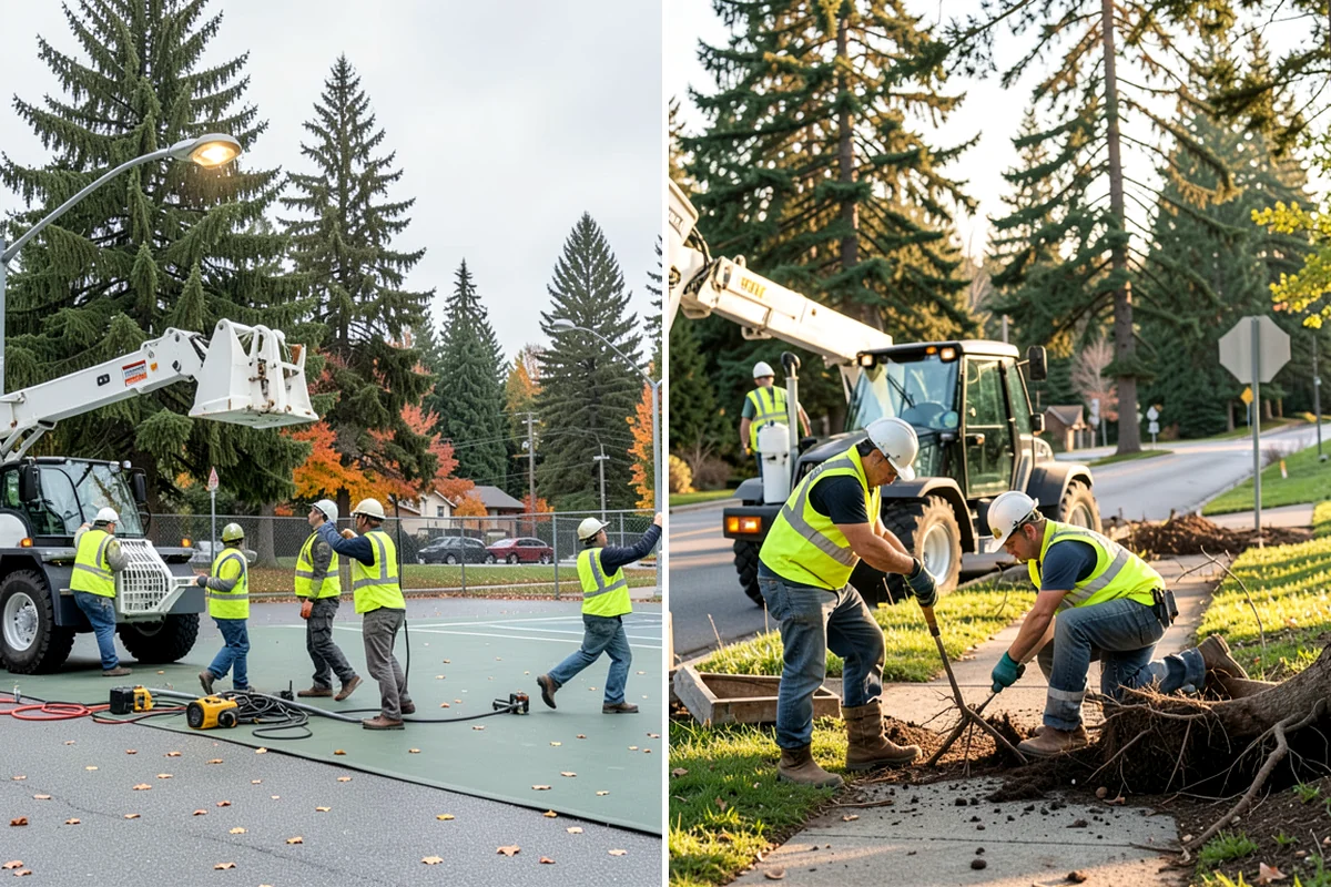 Court Fence Repair in Gig Harbor, Pierce County, WA - Inspect fabric, posts, gates, and windscreen