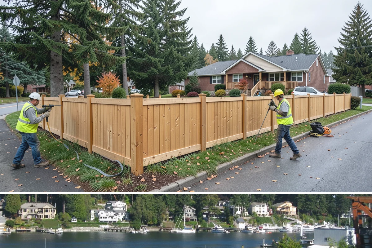 Court Fence Repair in Gig Harbor, Pierce County, WA - Fence repairs proceed in any season, with dry weather easing post-setting and concrete cure.