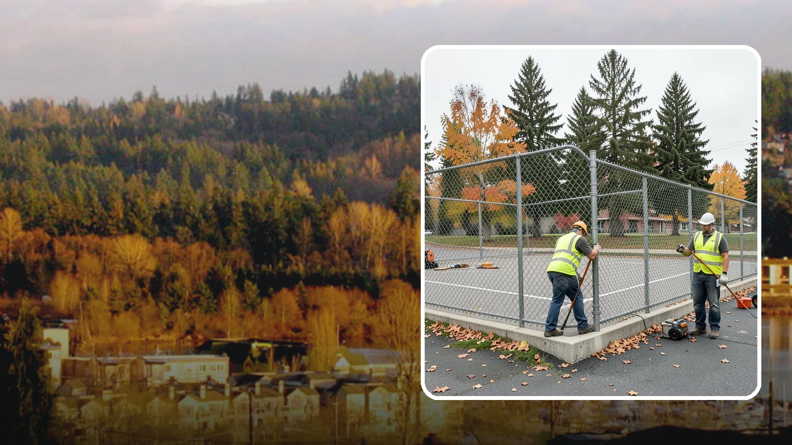Court Fence Repair in Kenmore, King County, WA - Chain-link and windscreen repair that restores enclosure and safety on public sport court perimeters.