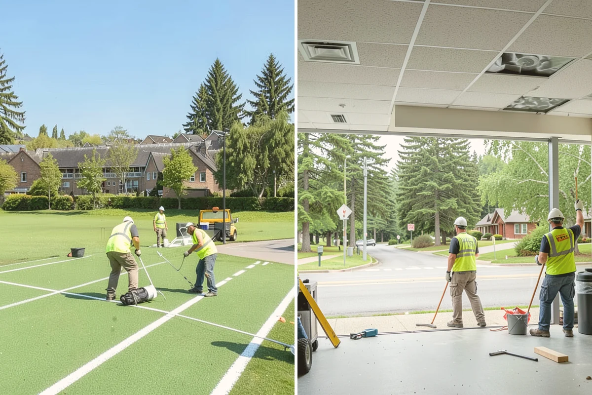 Court Fence Repair in Kent, King County, WA - Inspect fabric, posts, gates, and windscreen