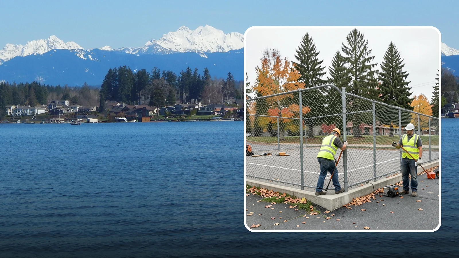 Court Fence Repair in Lake Stevens, Snohomish County, WA - Chain-link and windscreen repair that restores enclosure and safety on public sport court perimeters.