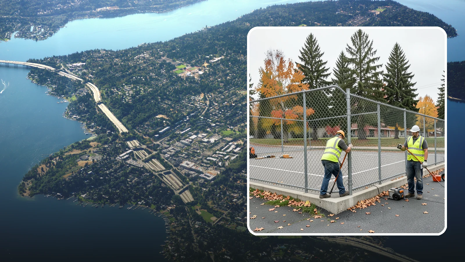 Court Fence Repair in Mercer Island, King County, WA - Chain-link and windscreen repair that restores enclosure and safety on public sport court perimeters.