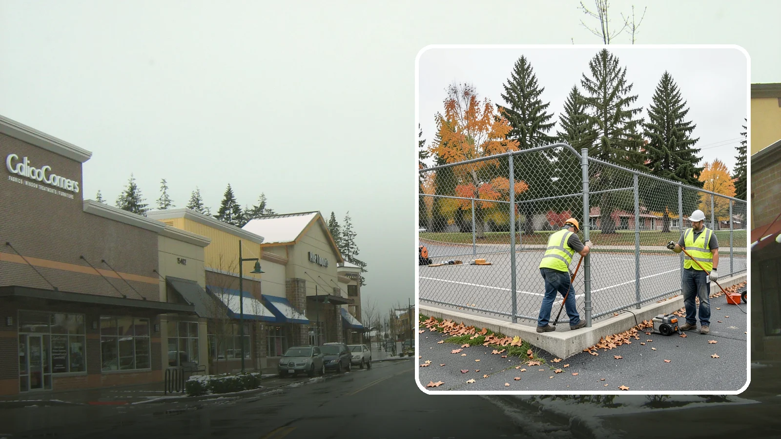 Court Fence Repair in Mill Creek, Snohomish County, WA - Chain-link and windscreen repair that restores enclosure and safety on public sport court perimeters.