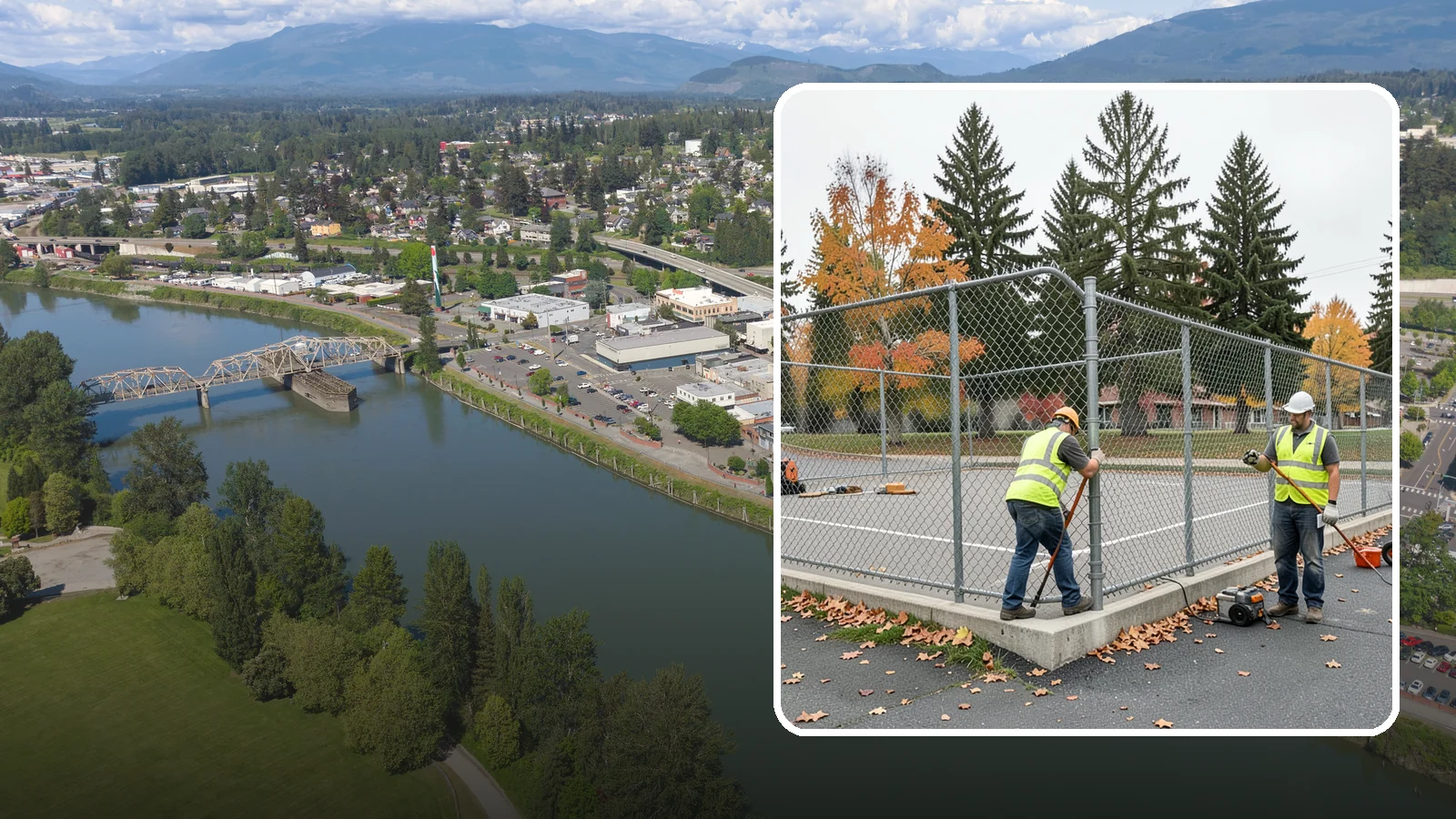 Court Fence Repair in Mount Vernon, Skagit County, WA - Chain-link and windscreen repair that restores enclosure and safety on public sport court perimeters.