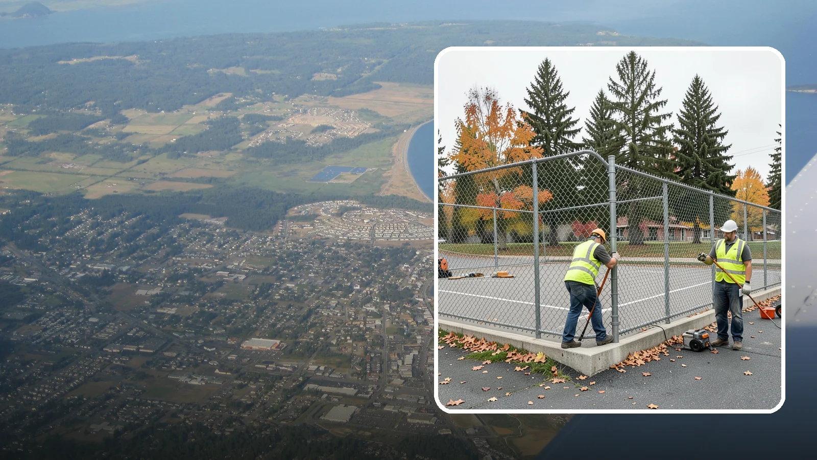 Court Fence Repair in Oak Harbor, Island County, WA - Chain-link and windscreen repair that restores enclosure and safety on public sport court perimeters.