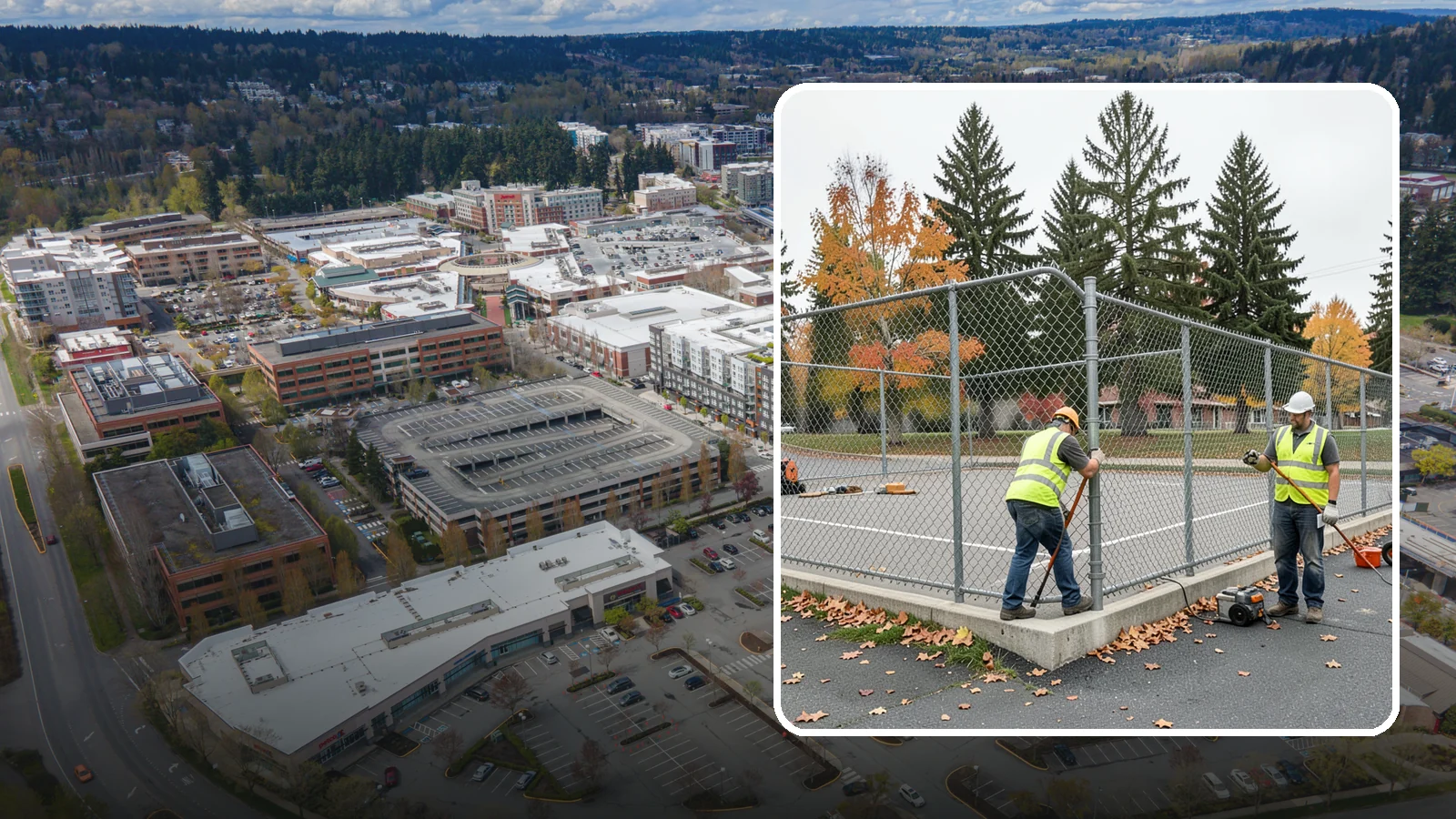Court Fence Repair in Redmond, King County, WA - Chain-link and windscreen repair that restores enclosure and safety on public sport court perimeters.
