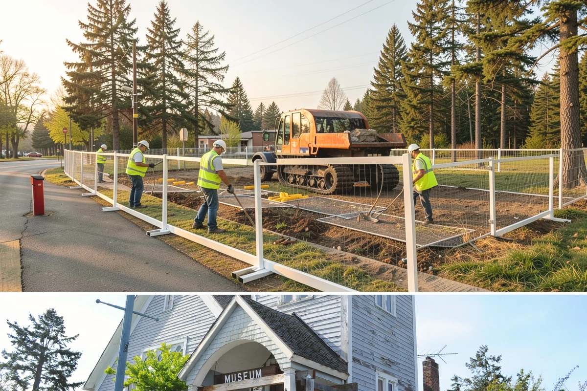 Court Fence Repair in Steilacoom, Pierce County, WA - Fence repairs proceed in any season, with dry weather easing post-setting and concrete cure.