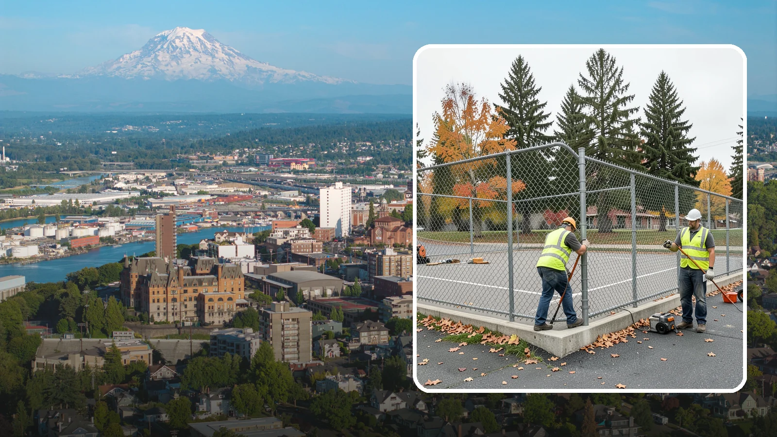Court Fence Repair in Tacoma, Pierce County, WA - Chain-link and windscreen repair that restores enclosure and safety on public sport court perimeters.