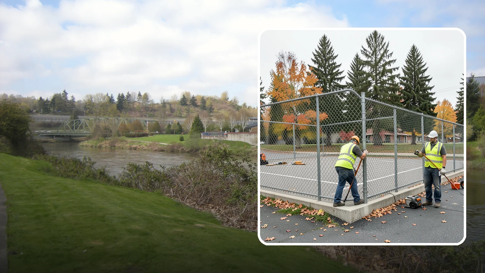 Court Fence Repair in Tukwila, King County, WA - Chain-link and windscreen repair that restores enclosure and safety on public sport court perimeters.