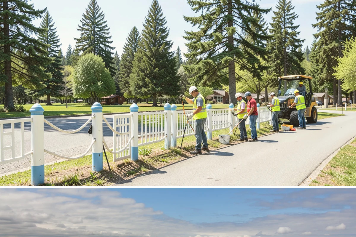 Court Fence Repair in University Place, Pierce County, WA - Fence repairs proceed in any season, with dry weather easing post-setting and concrete cure.