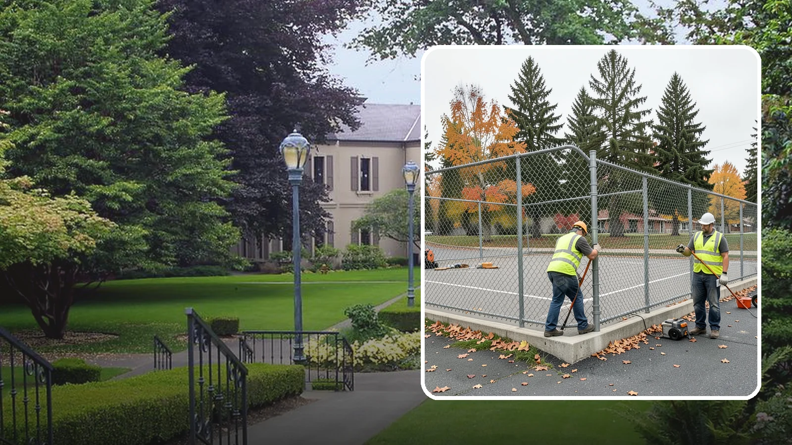 Court Fence Repair in Woodinville, King County, WA - Chain-link and windscreen repair that restores enclosure and safety on public sport court perimeters.