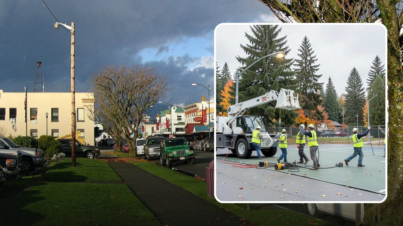 Court Lighting Installation in Arlington, Snohomish County, WA - LED court lighting installation that extends usable hours on public tennis, pickleball, and basketball courts.