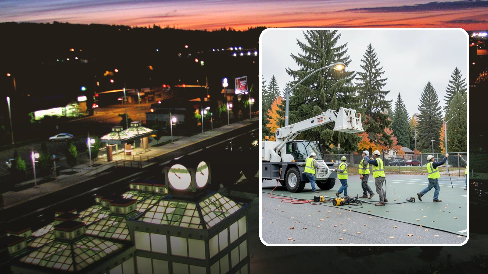 Court Lighting Installation in Auburn, King County, WA - LED court lighting installation that extends usable hours on public tennis, pickleball, and basketball courts.