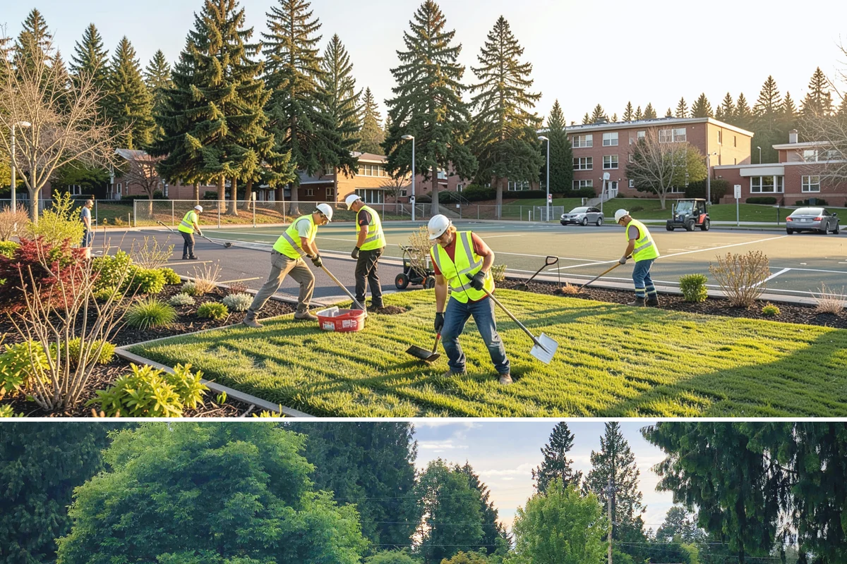Court Lighting Installation in Bonney Lake, Pierce County, WA - Dry summer and early-fall conditions ease trenching and foundation work for new lighting.