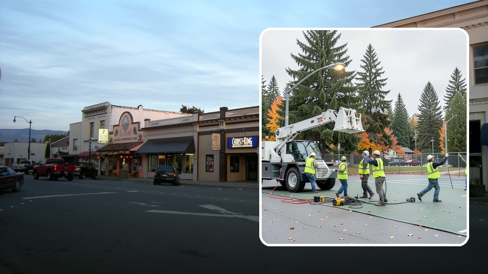 Court Lighting Installation in Burlington, Skagit County, WA - LED court lighting installation that extends usable hours on public tennis, pickleball, and basketball courts.