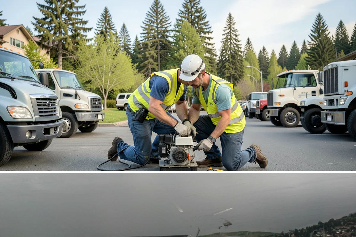 Court Lighting Installation in Des Moines, King County, WA - Dry summer and early-fall conditions ease trenching and foundation work for new lighting.