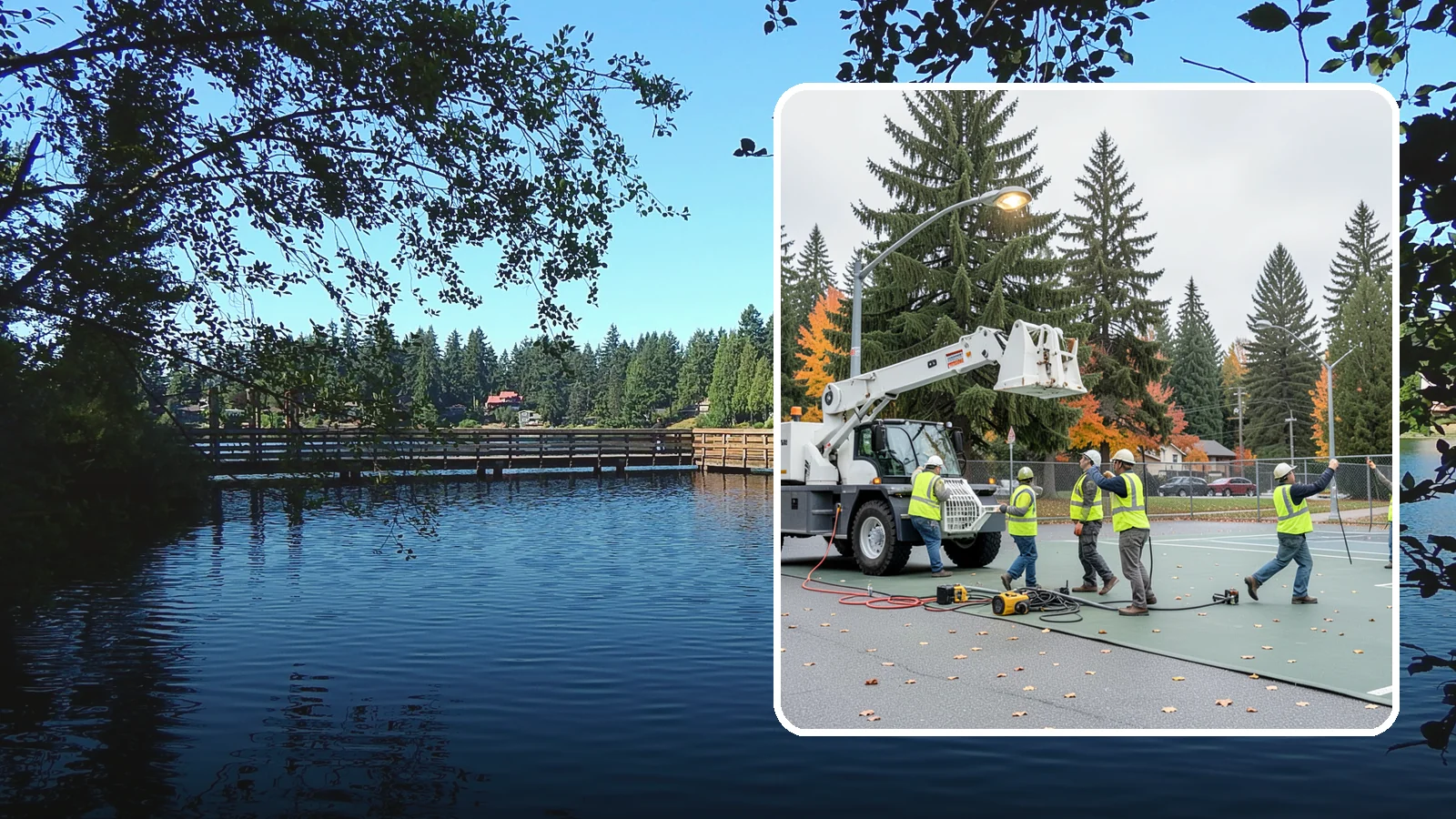 Court Lighting Installation in Federal Way, King County, WA - LED court lighting installation that extends usable hours on public tennis, pickleball, and basketball courts.
