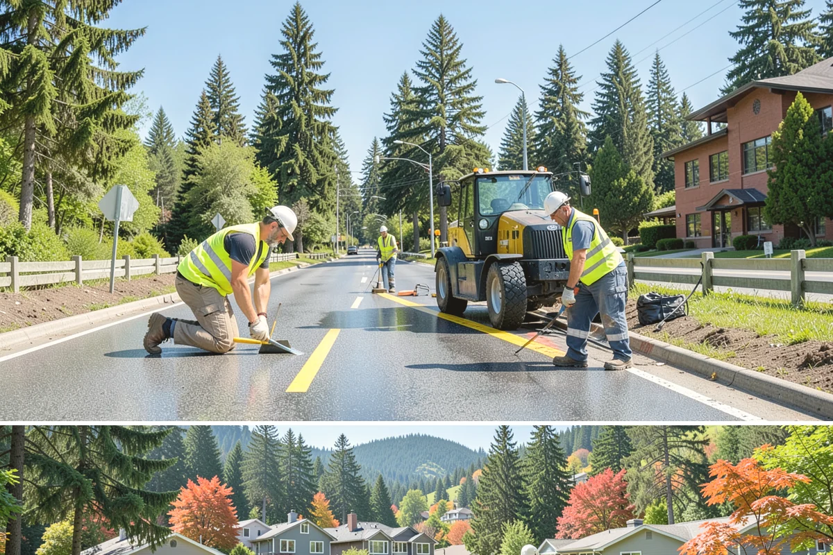 Court Lighting Installation in Fircrest, Pierce County, WA - Dry summer and early-fall conditions ease trenching and foundation work for new lighting.