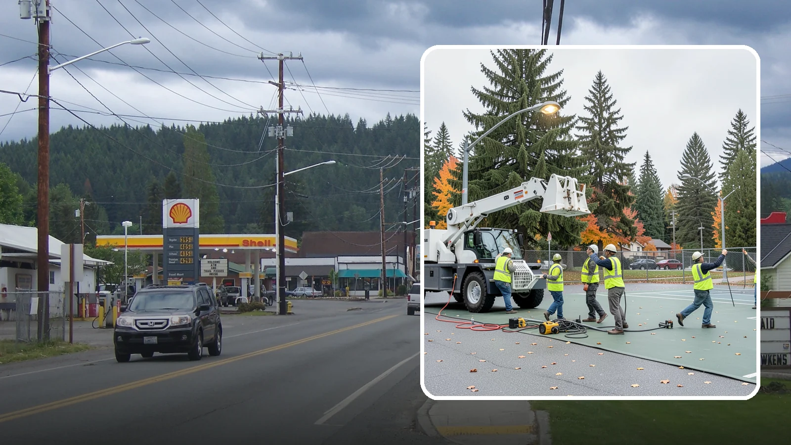 Court Lighting Installation in Granite Falls, Snohomish County, WA - LED court lighting installation that extends usable hours on public tennis, pickleball, and basketball courts.