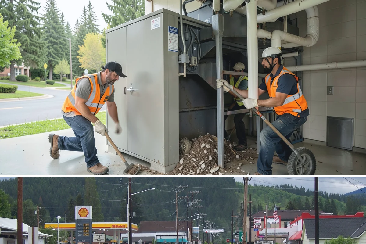 Court Lighting Installation in Granite Falls, Snohomish County, WA - Dry summer and early-fall conditions ease trenching and foundation work for new lighting.