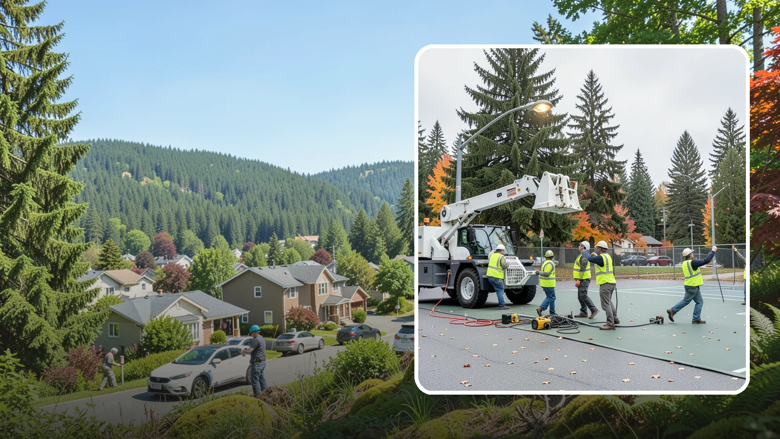 Court Lighting Installation in Index, Snohomish County, WA - LED court lighting installation that extends usable hours on public tennis, pickleball, and basketball courts.