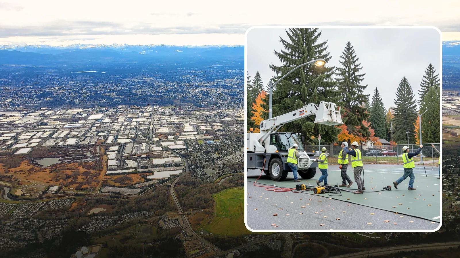Court Lighting Installation in Kent, King County, WA - LED court lighting installation that extends usable hours on public tennis, pickleball, and basketball courts.