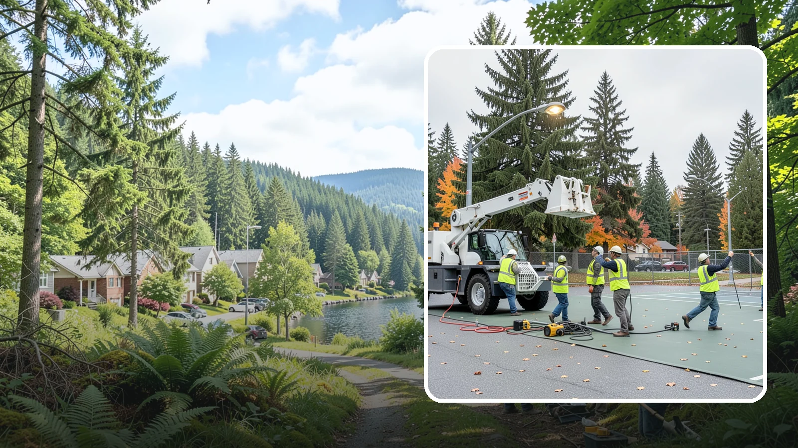 Court Lighting Installation in Lake Forest Park, King County, WA - LED court lighting installation that extends usable hours on public tennis, pickleball, and basketball courts.