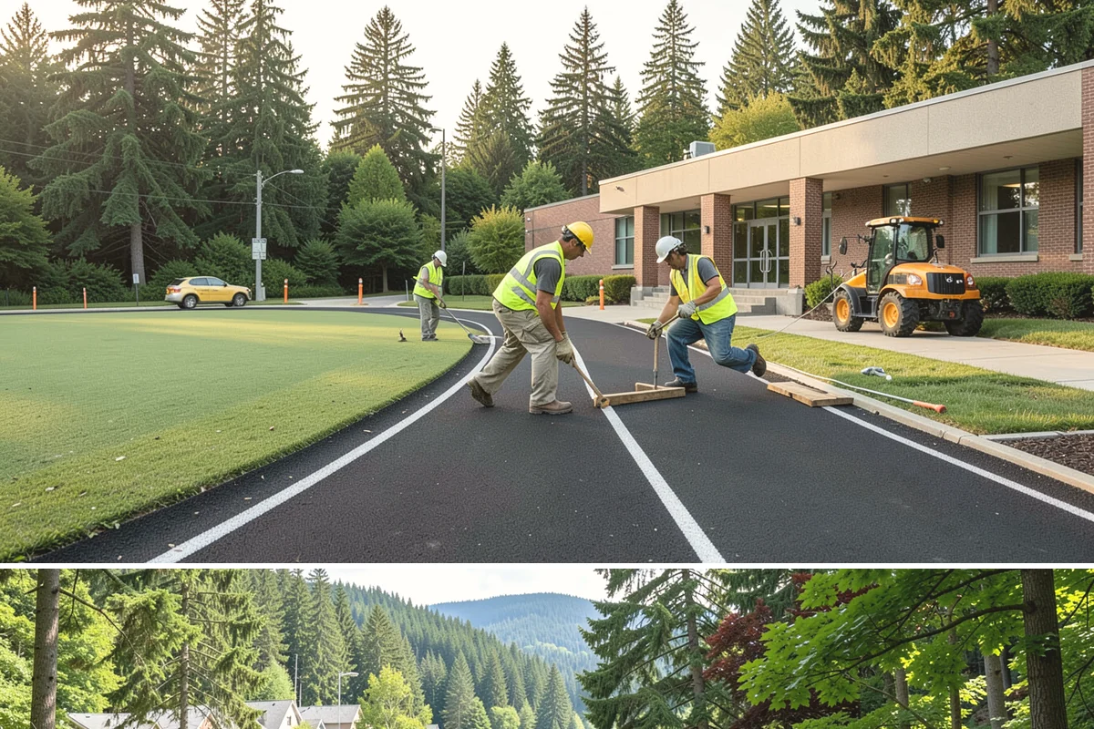 Court Lighting Installation in Lake Forest Park, King County, WA - Dry summer and early-fall conditions ease trenching and foundation work for new lighting.