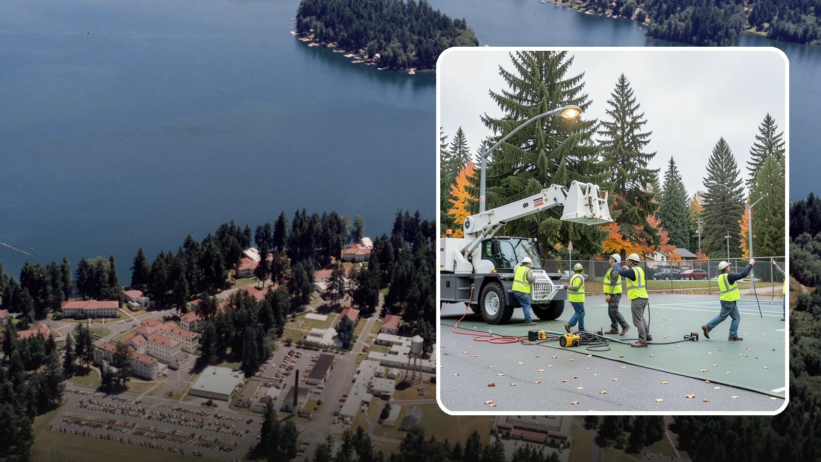 Court Lighting Installation in Lakewood, Pierce County, WA - LED court lighting installation that extends usable hours on public tennis, pickleball, and basketball courts.