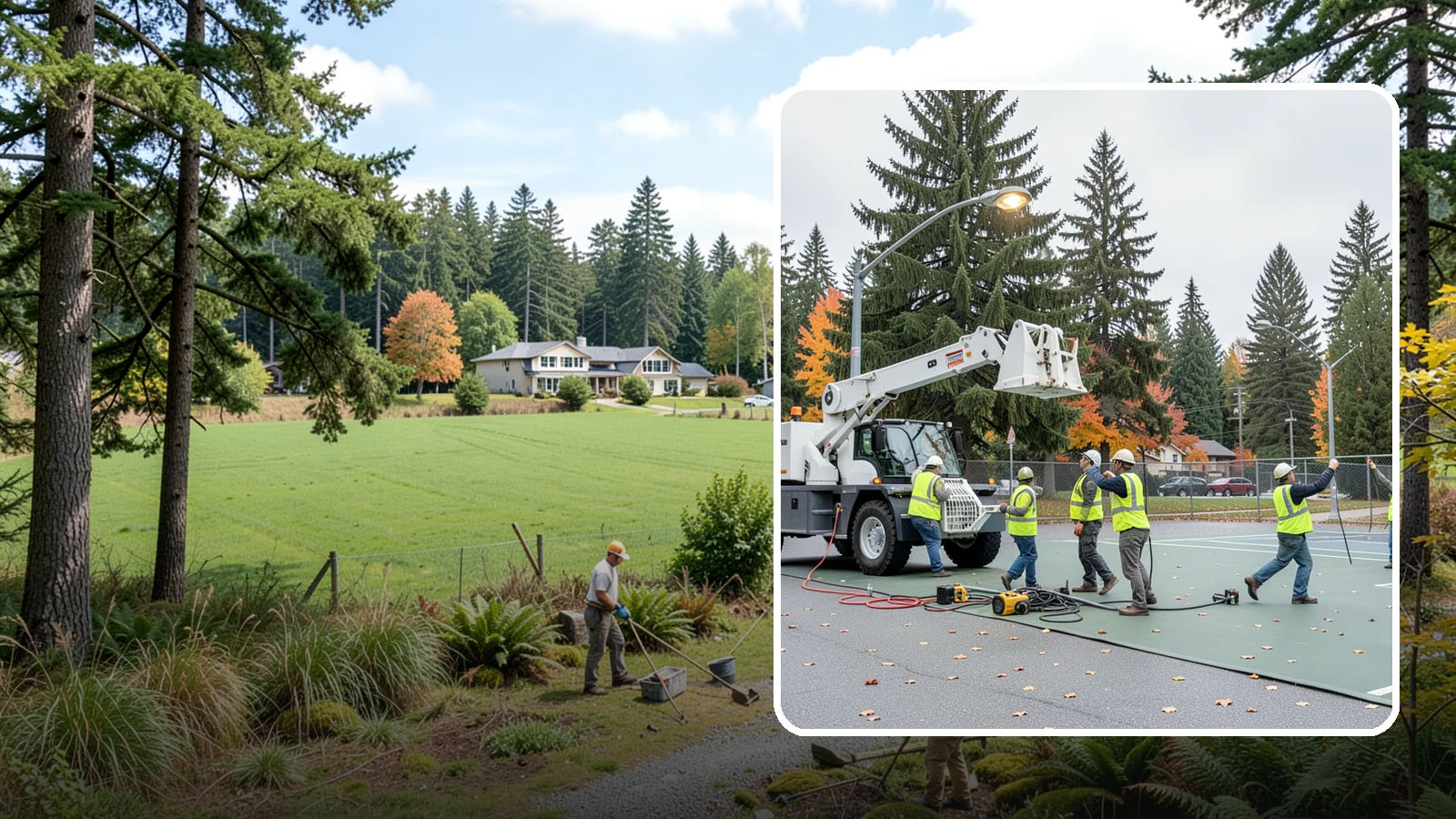 Court Lighting Installation in Lyman, Skagit County, WA - LED court lighting installation that extends usable hours on public tennis, pickleball, and basketball courts.