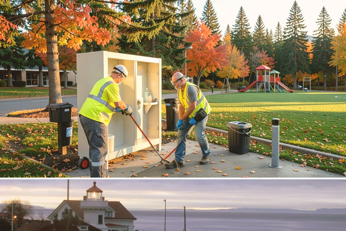 Court Lighting Installation in Mukilteo, Snohomish County, WA - Dry summer and early-fall conditions ease trenching and foundation work for new lighting.