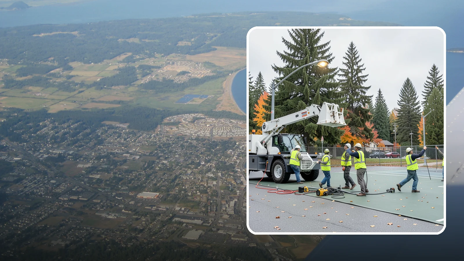 Court Lighting Installation in Oak Harbor, Island County, WA - LED court lighting installation that extends usable hours on public tennis, pickleball, and basketball courts.
