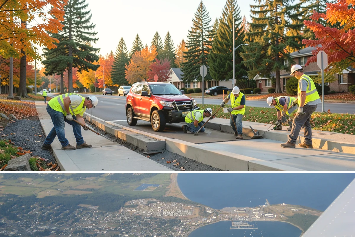 Court Lighting Installation in Oak Harbor, Island County, WA - Dry summer and early-fall conditions ease trenching and foundation work for new lighting.