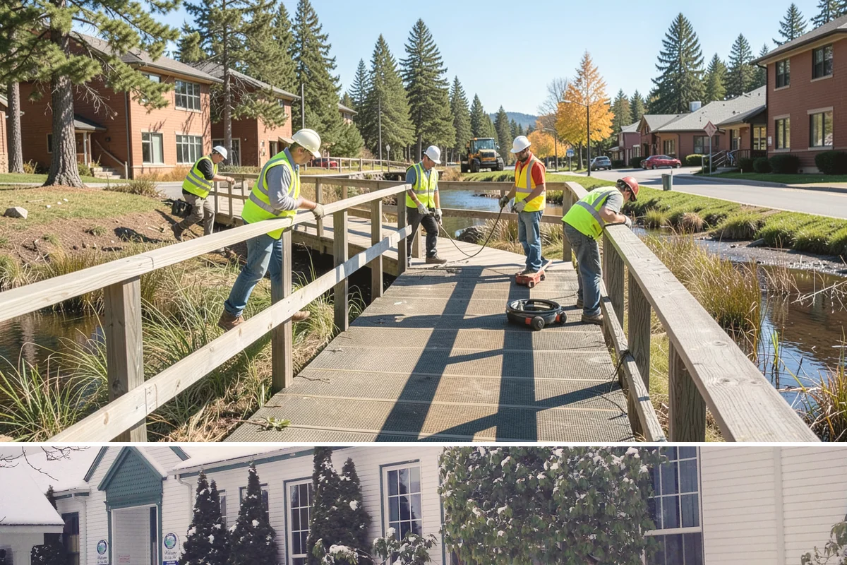 Court Lighting Installation in Pacific, King County, WA - Dry summer and early-fall conditions ease trenching and foundation work for new lighting.