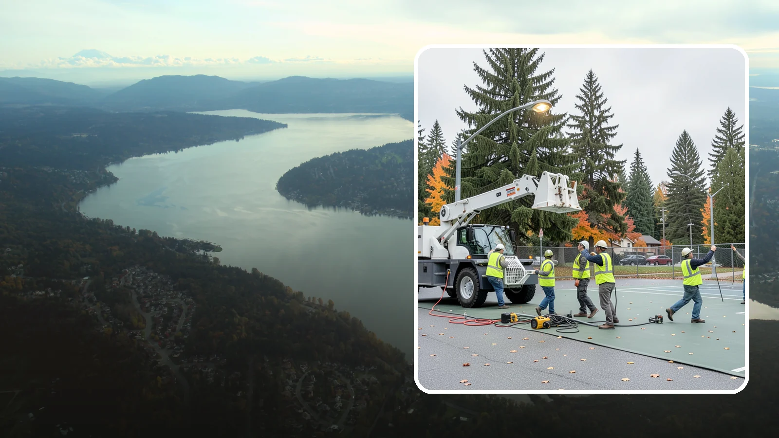 Court Lighting Installation in Sammamish, King County, WA - LED court lighting installation that extends usable hours on public tennis, pickleball, and basketball courts.