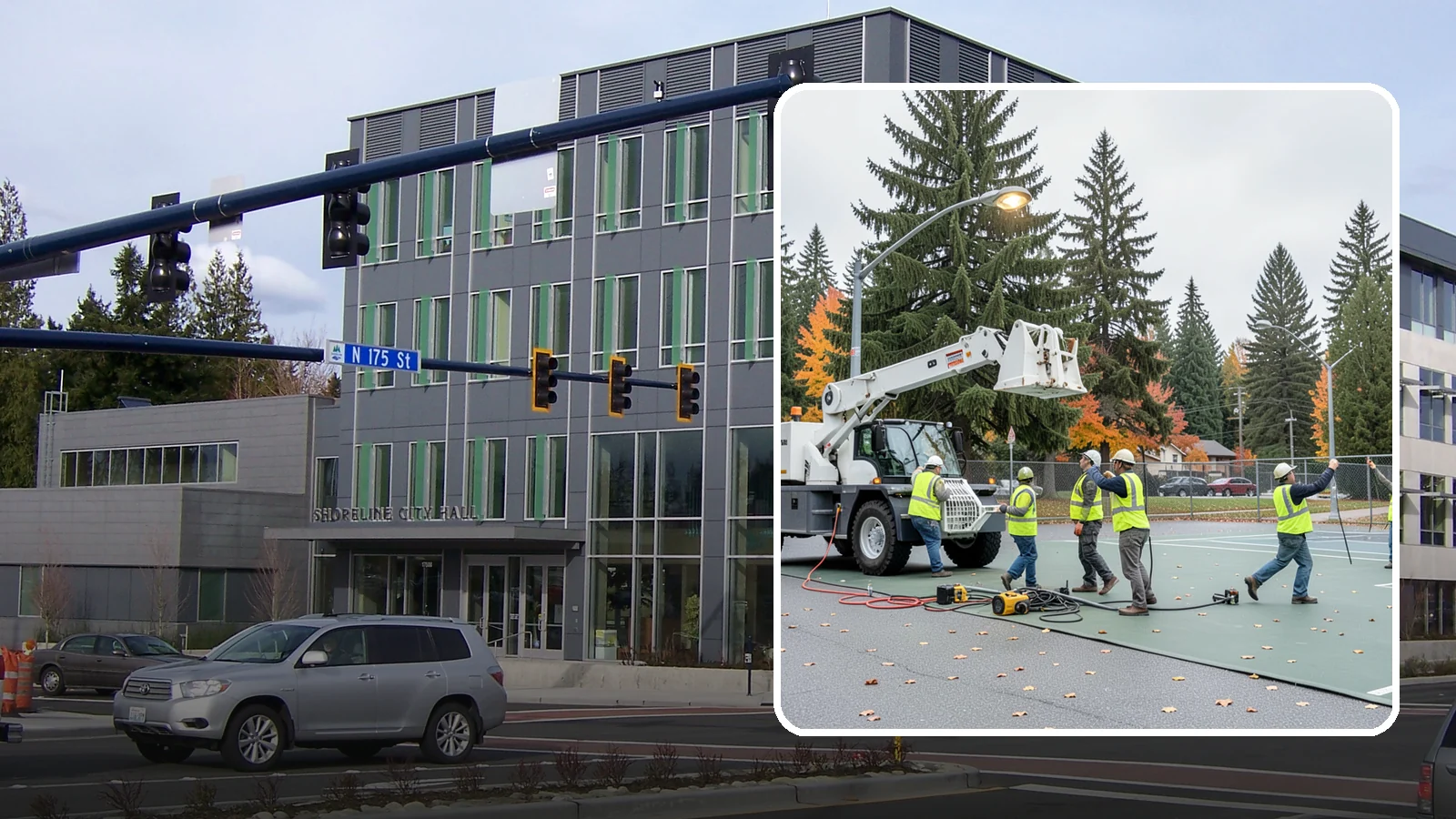 Court Lighting Installation in Shoreline, King County, WA - LED court lighting installation that extends usable hours on public tennis, pickleball, and basketball courts.