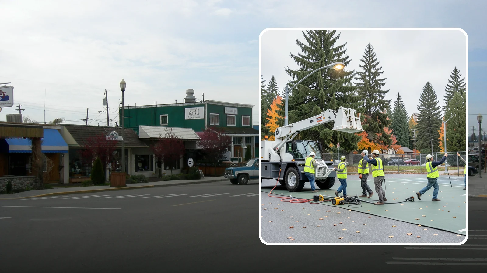 Court Lighting Installation in Stanwood, Snohomish County, WA - LED court lighting installation that extends usable hours on public tennis, pickleball, and basketball courts.
