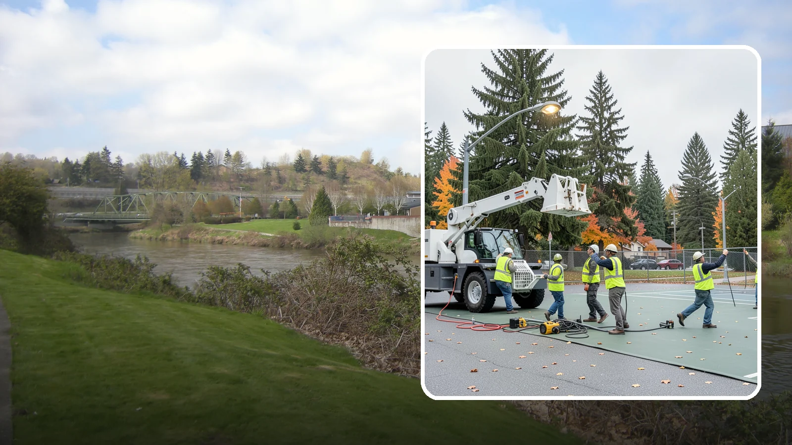 Court Lighting Installation in Tukwila, King County, WA - LED court lighting installation that extends usable hours on public tennis, pickleball, and basketball courts.
