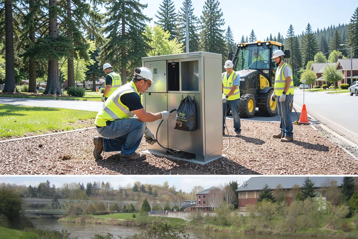 Court Lighting Installation in Tukwila, King County, WA - Dry summer and early-fall conditions ease trenching and foundation work for new lighting.