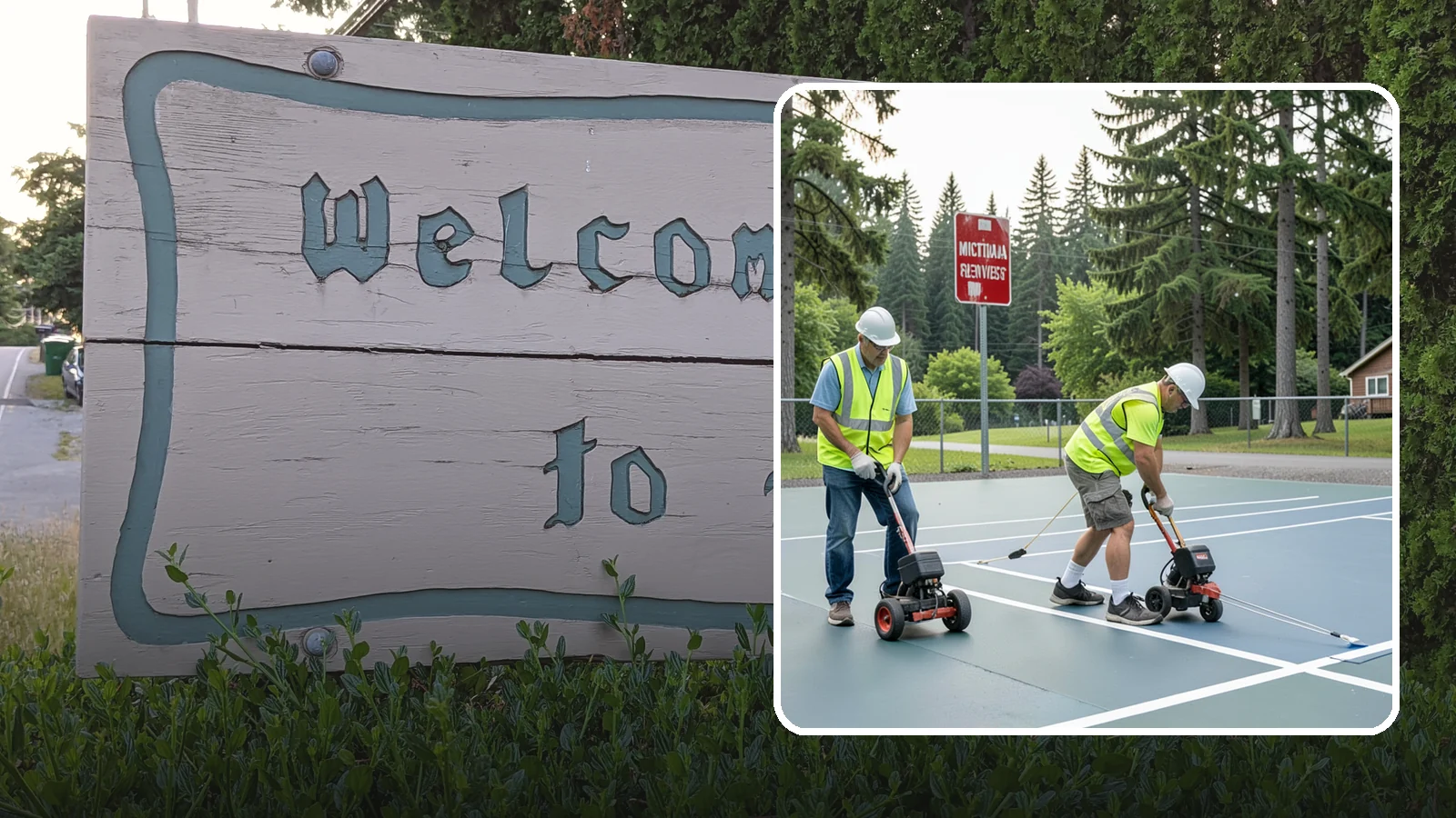 Court Line Striping in Brier, Snohomish County, WA - Precision line striping that lays out regulation play boundaries on public tennis, basketball, and multi-use courts.
