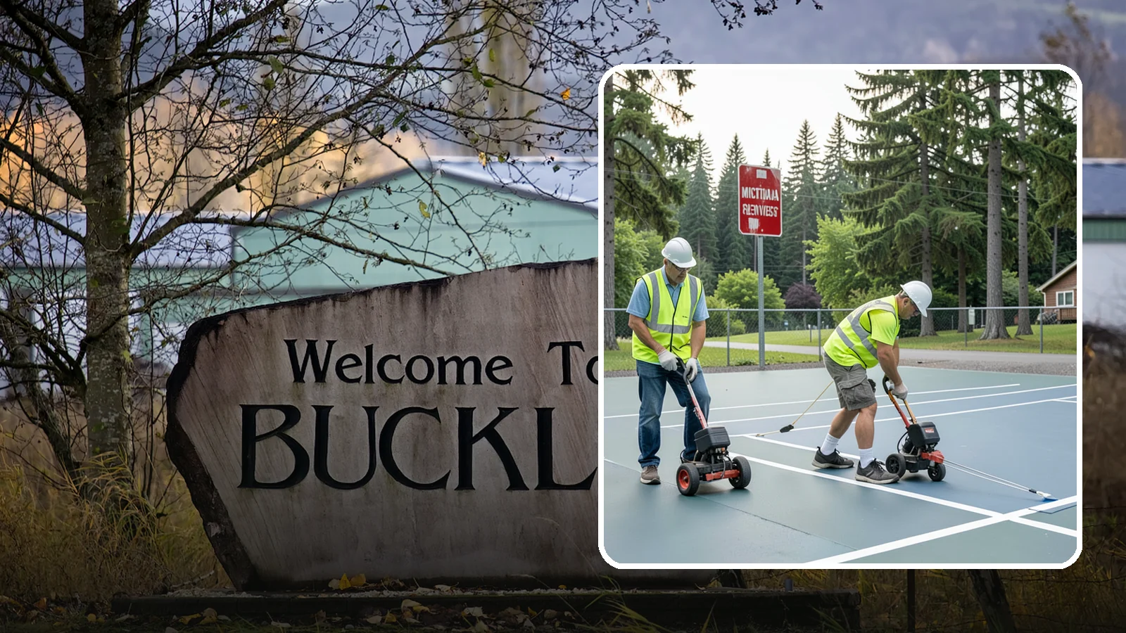 Court Line Striping in Buckley, Pierce County, WA - Precision line striping that lays out regulation play boundaries on public tennis, basketball, and multi-use courts.