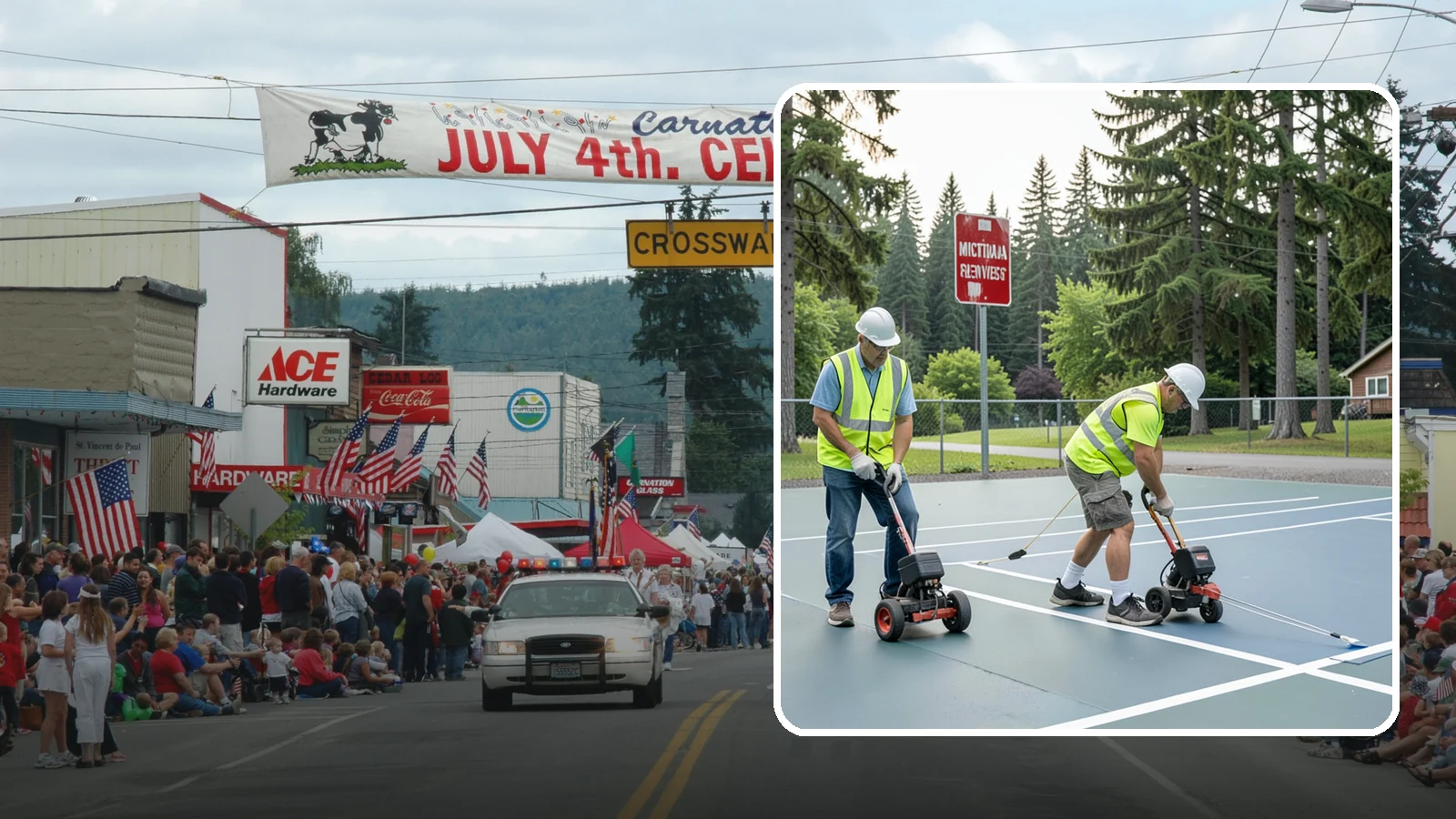 Court Line Striping in Carnation, King County, WA - Precision line striping that lays out regulation play boundaries on public tennis, basketball, and multi-use courts.