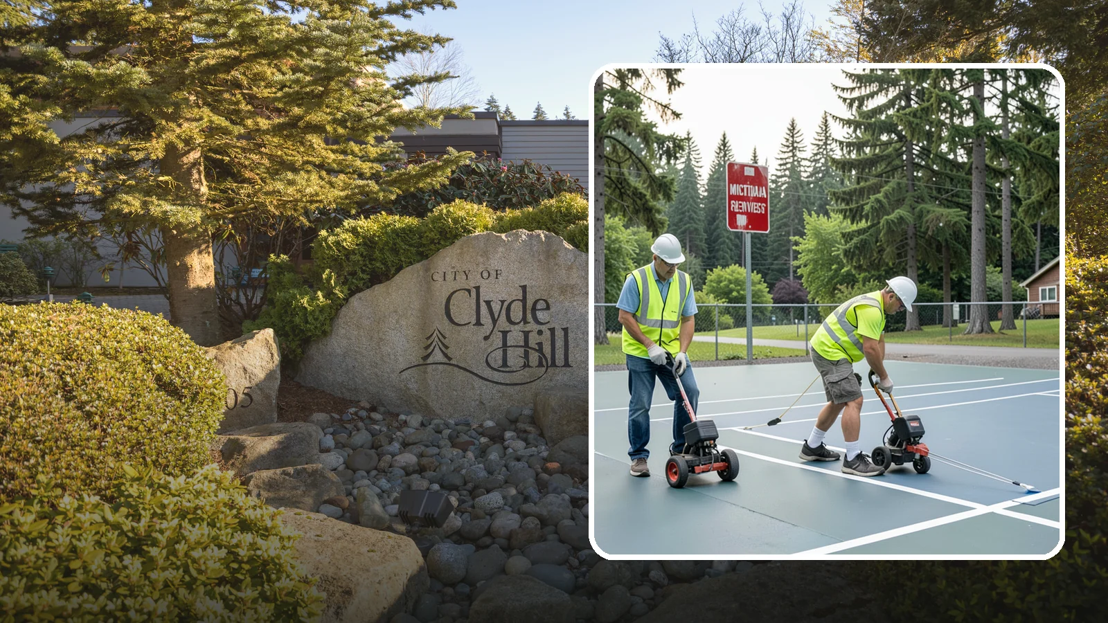 Court Line Striping in Clyde Hill, King County, WA - Precision line striping that lays out regulation play boundaries on public tennis, basketball, and multi-use courts.