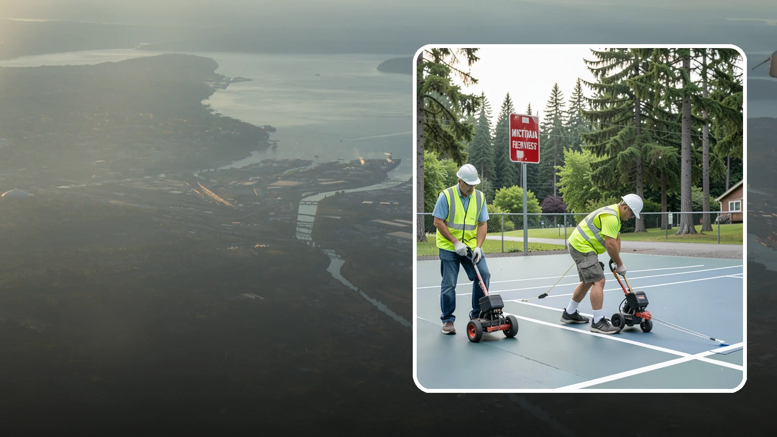 Court Line Striping in Fife, Pierce County, WA - Precision line striping that lays out regulation play boundaries on public tennis, basketball, and multi-use courts.