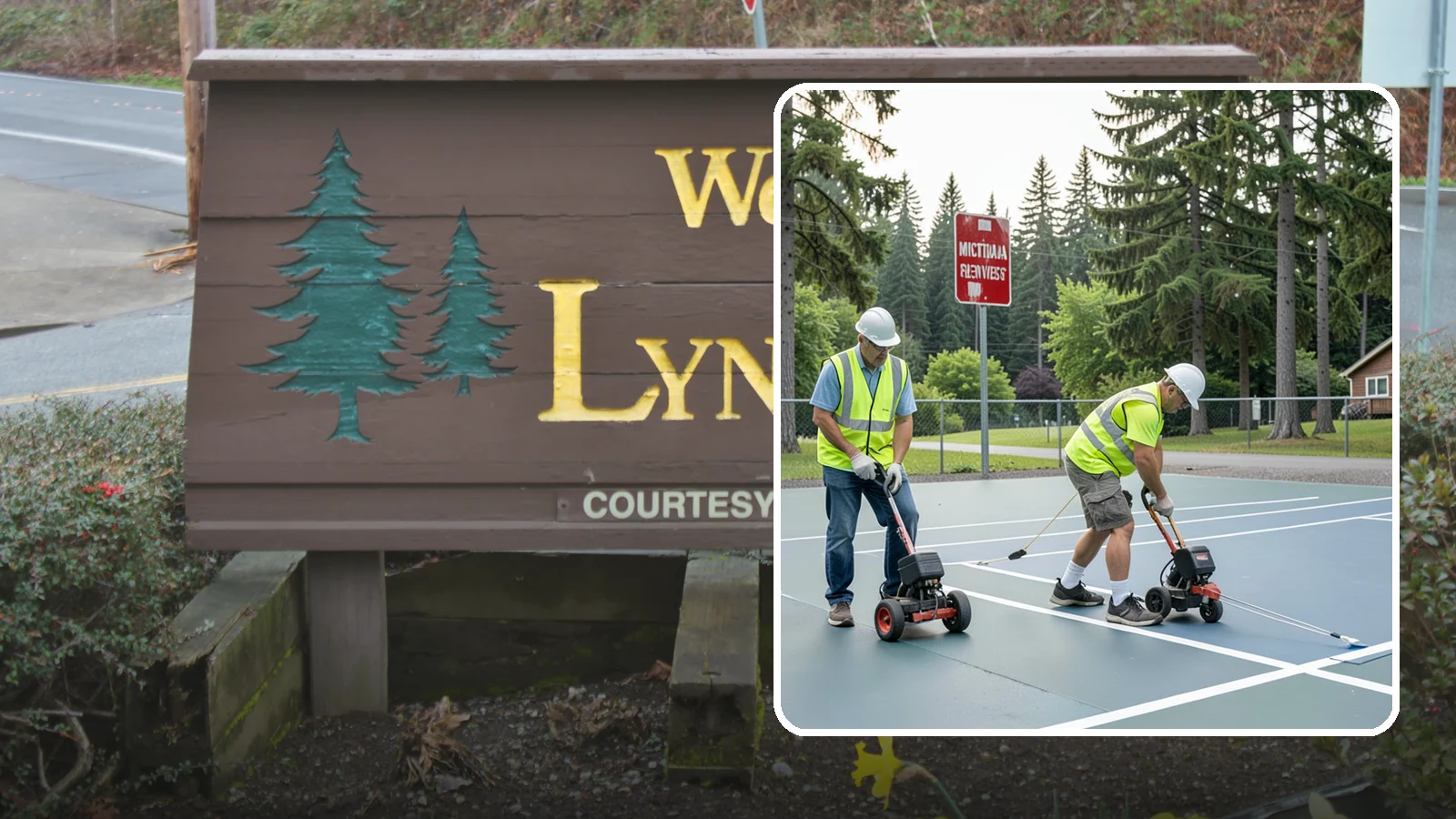 Court Line Striping in Lynnwood, Snohomish County, WA - Precision line striping that lays out regulation play boundaries on public tennis, basketball, and multi-use courts.